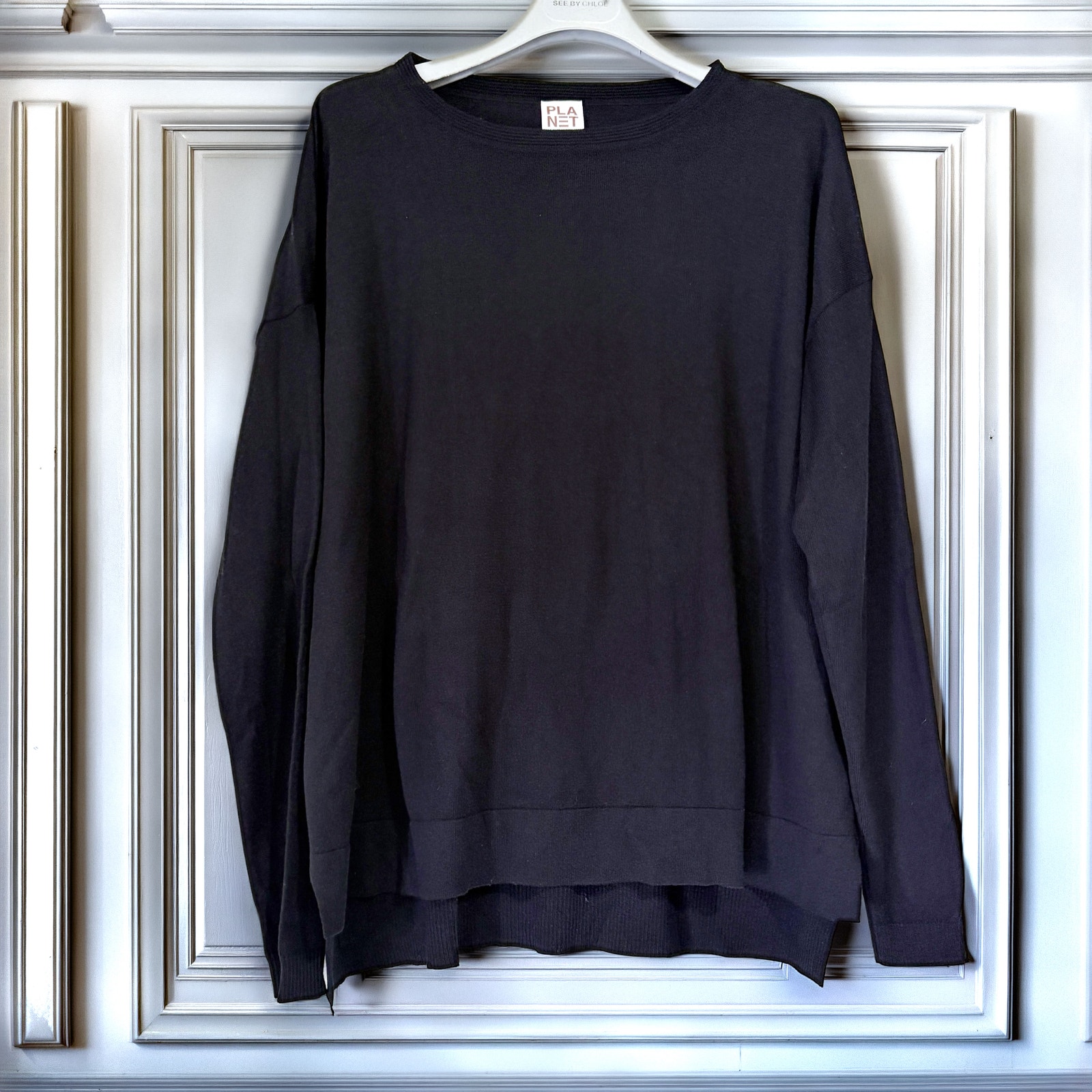 Planet By Lauren G Pima Cotton Modal Boatneck Sweater Black One Size Peru